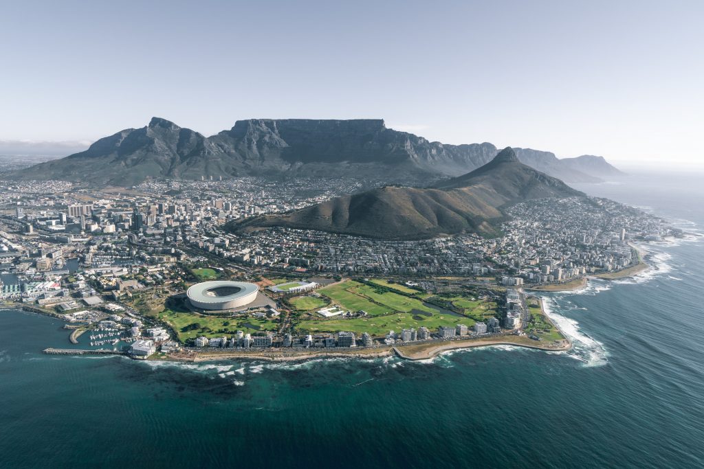 Vista aerea di Città del Capo, Sudafrica.